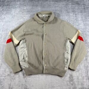 Sportful Cardigan Sweater Mens 50 Beige Vintage 80s Wool Striped Made In Italy